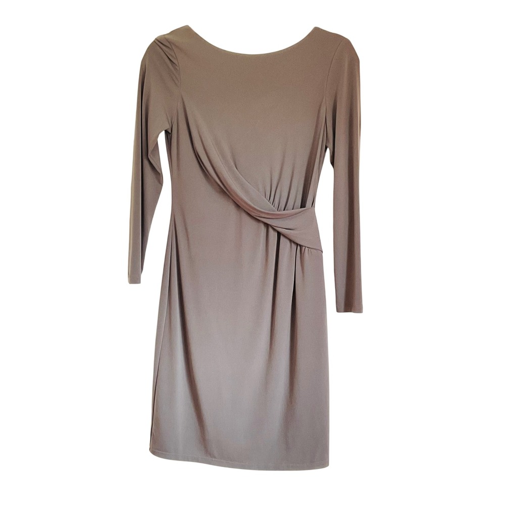 Vince Camuto women's dress gray minimalist sheath low back zip midi sleek size 6